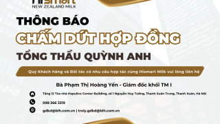 THÔNG BÁO CHẤM DỨT HỢP ĐỒNG TỔNG THẦU QUỲNH ANH