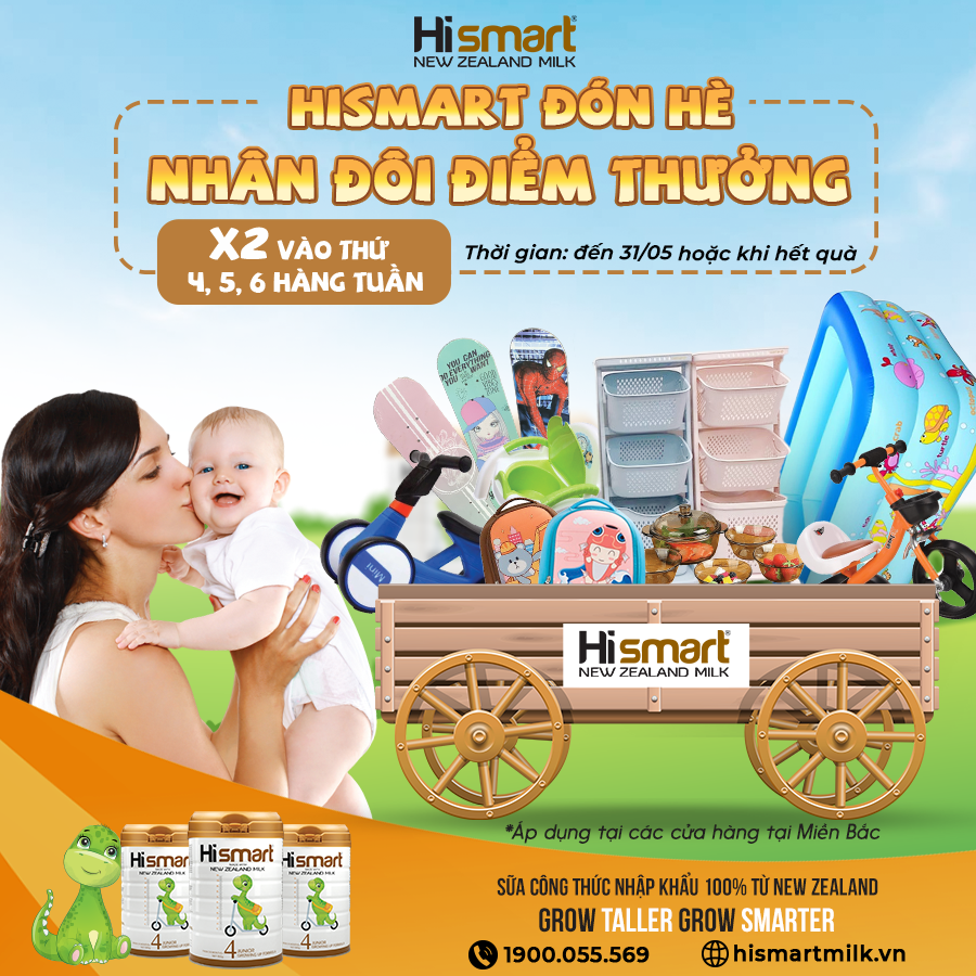 Đón hè 2022 rực rỡ - Sữa Hismart Nhân đôi điểm thưởng