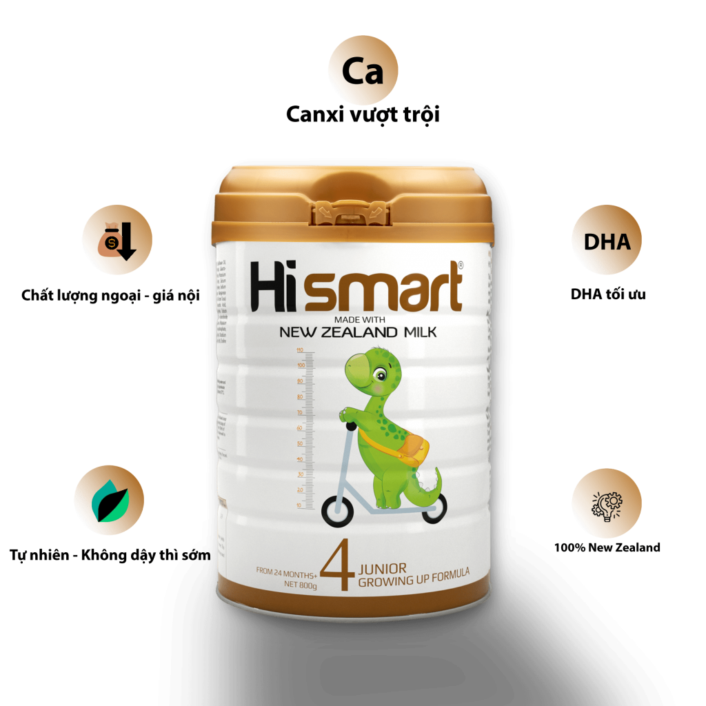 Hismart Milk vượt trội canxi và DHA