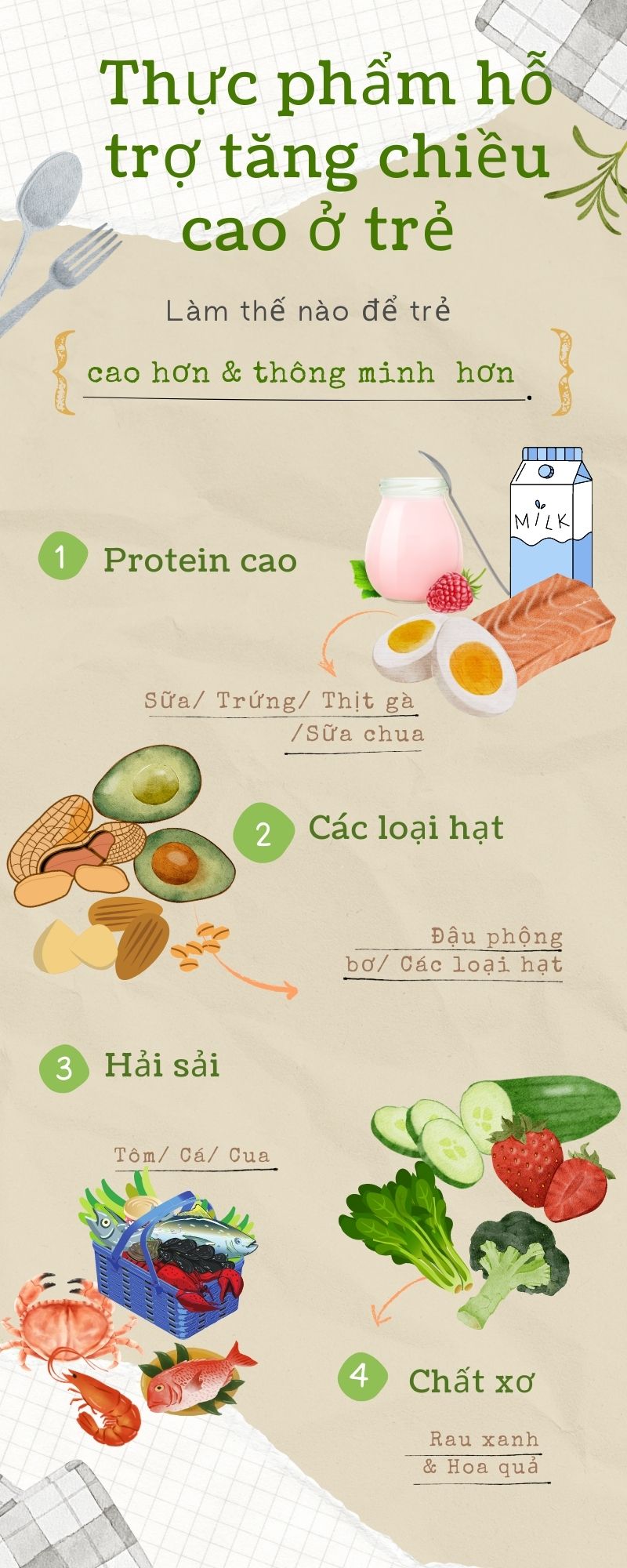 Các thực phẩm giúp bé tăng cân tăng chiều cao 
