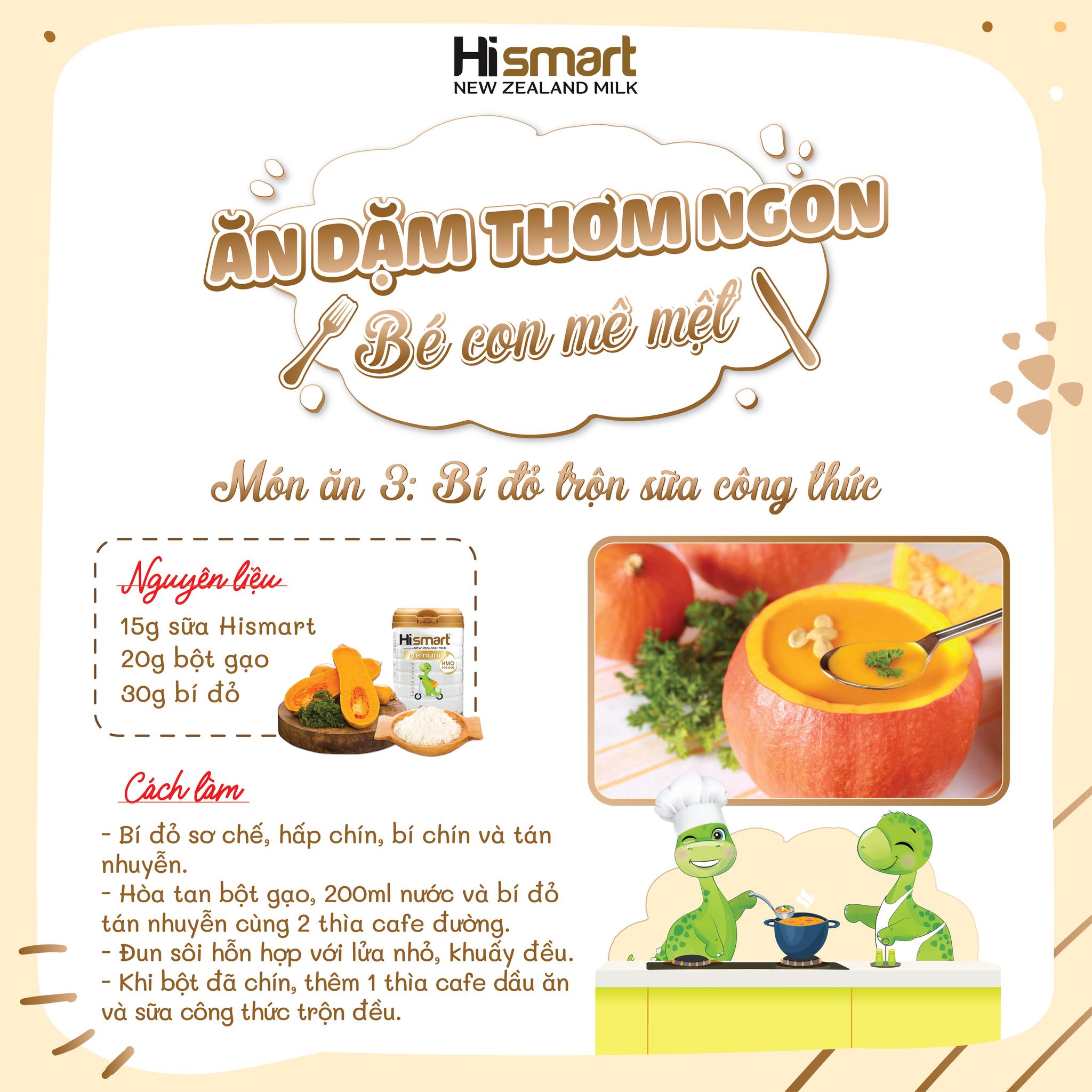Công thức món ăn số 3: Bí đỏ trộn sữa công thức