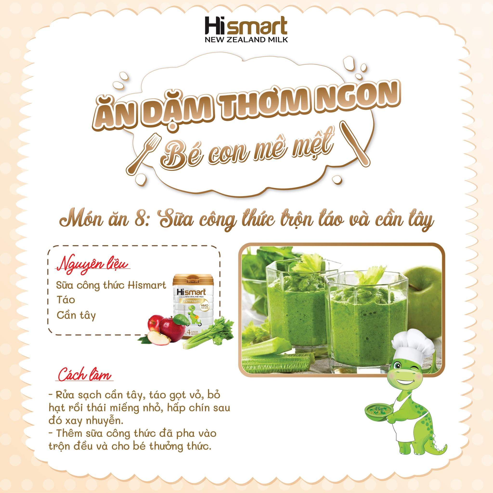 Công thức món ăn thứ 8: Sữa công thức trộn táo và cần tây
