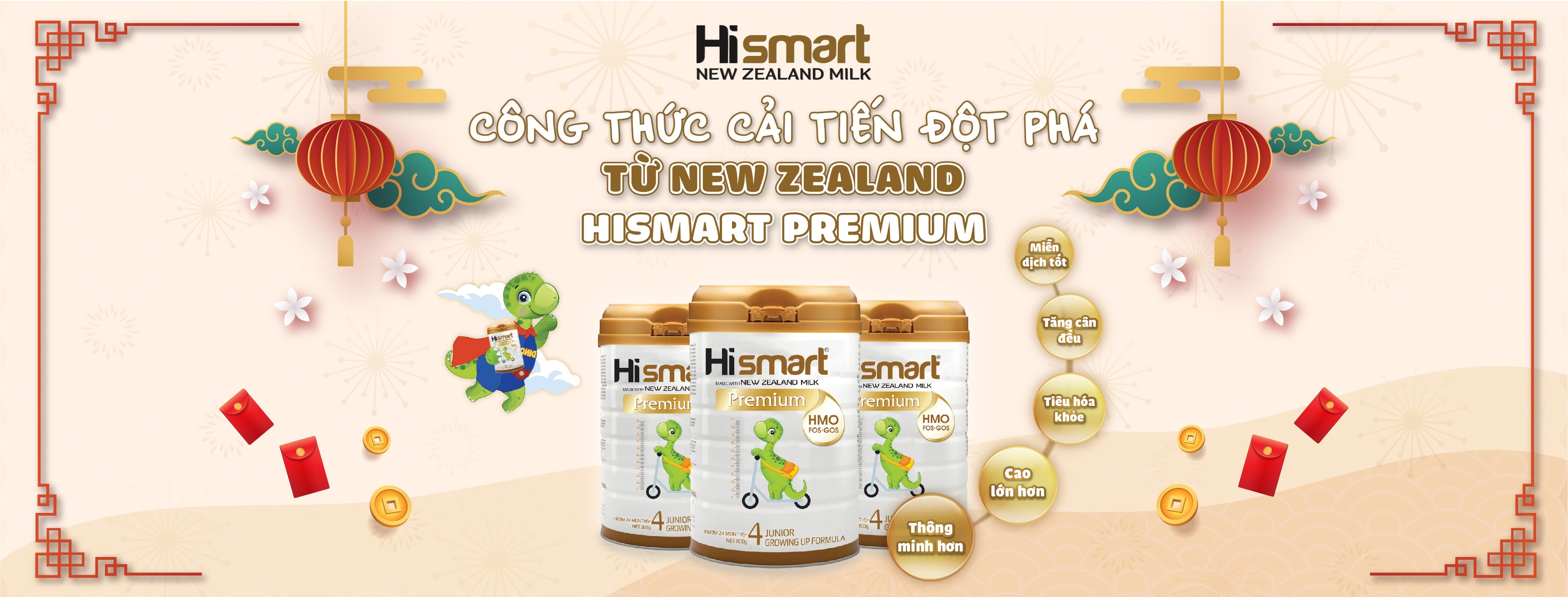 Bộ sản phẩm sữa HiSmart từ số 1 - 4 với từng độ tuổi khác nhau