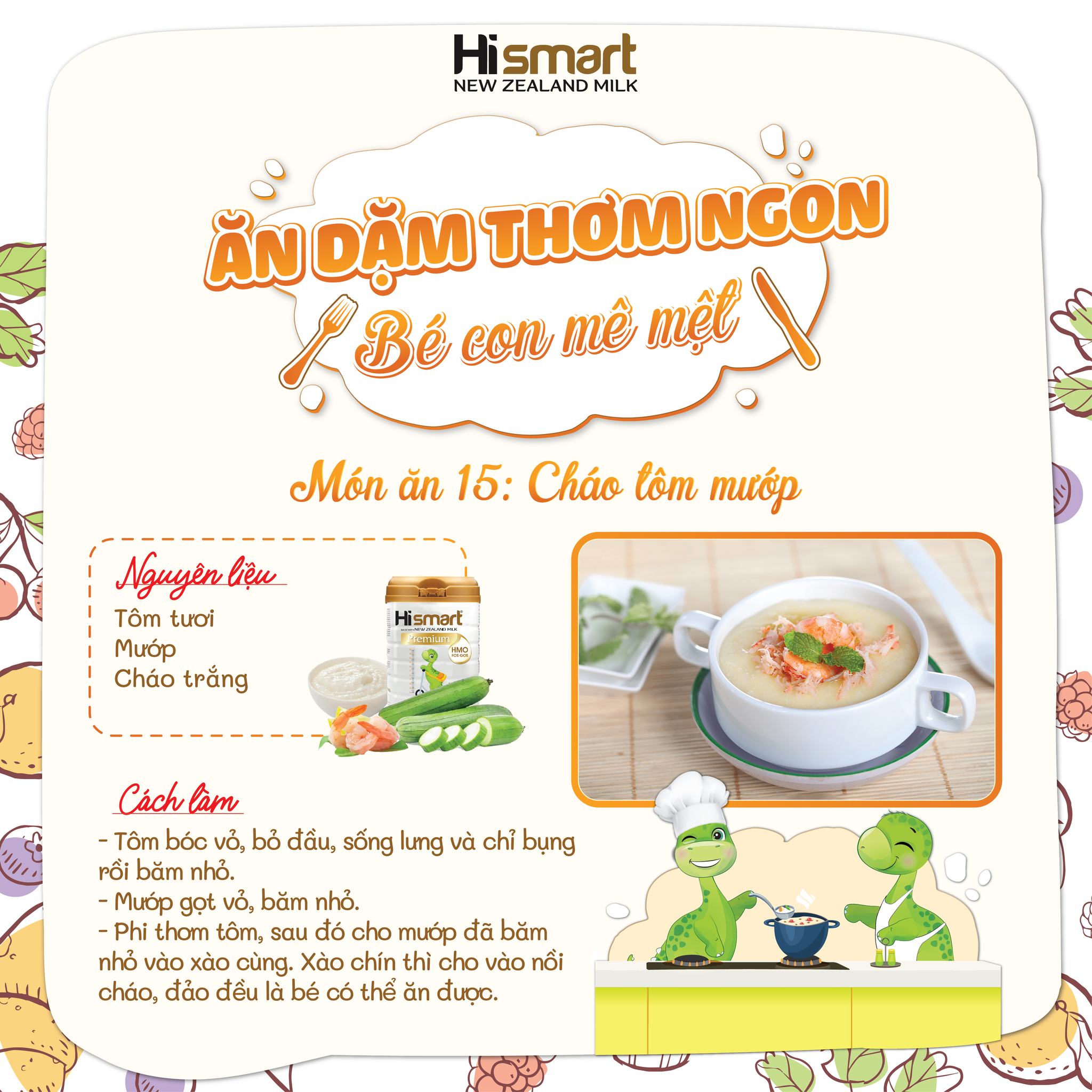 Công thức món ăn số 15: Cháo tôm mướp