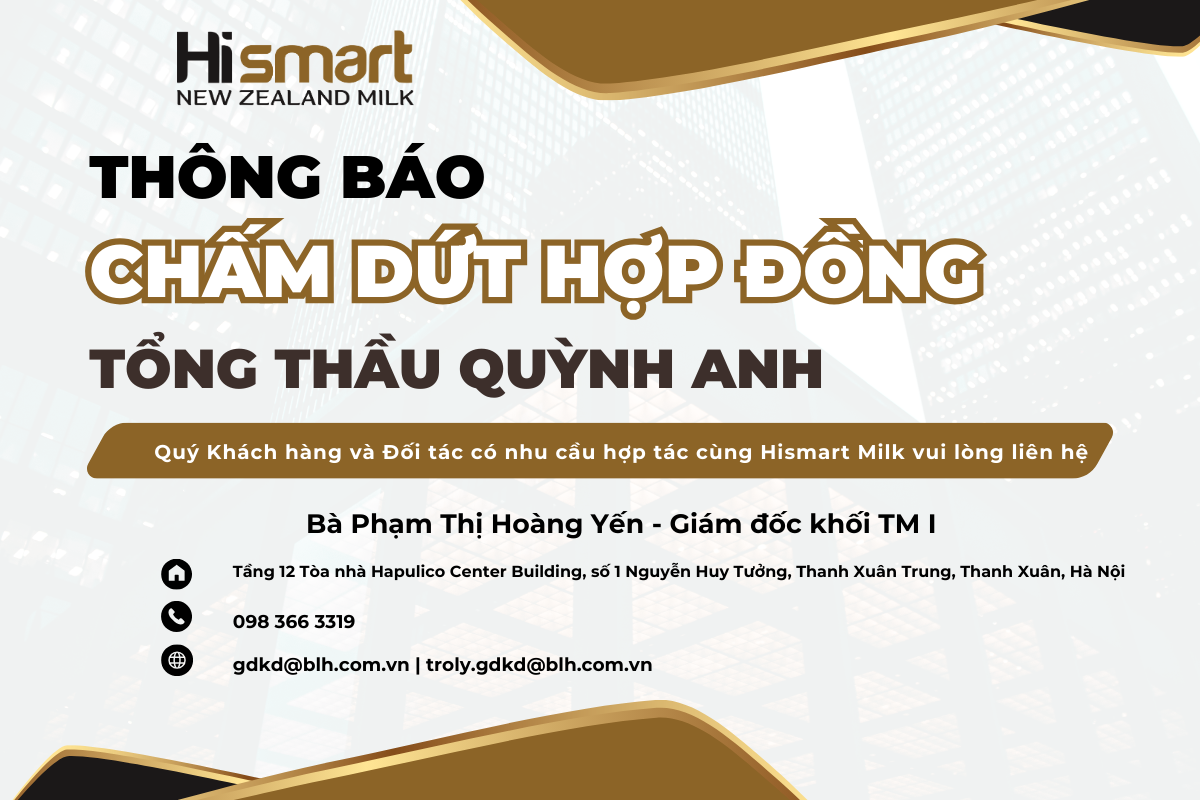 THÔNG BÁO CHẤM DỨT HỢP ĐỒNG TỔNG THẦU QUỲNH ANH