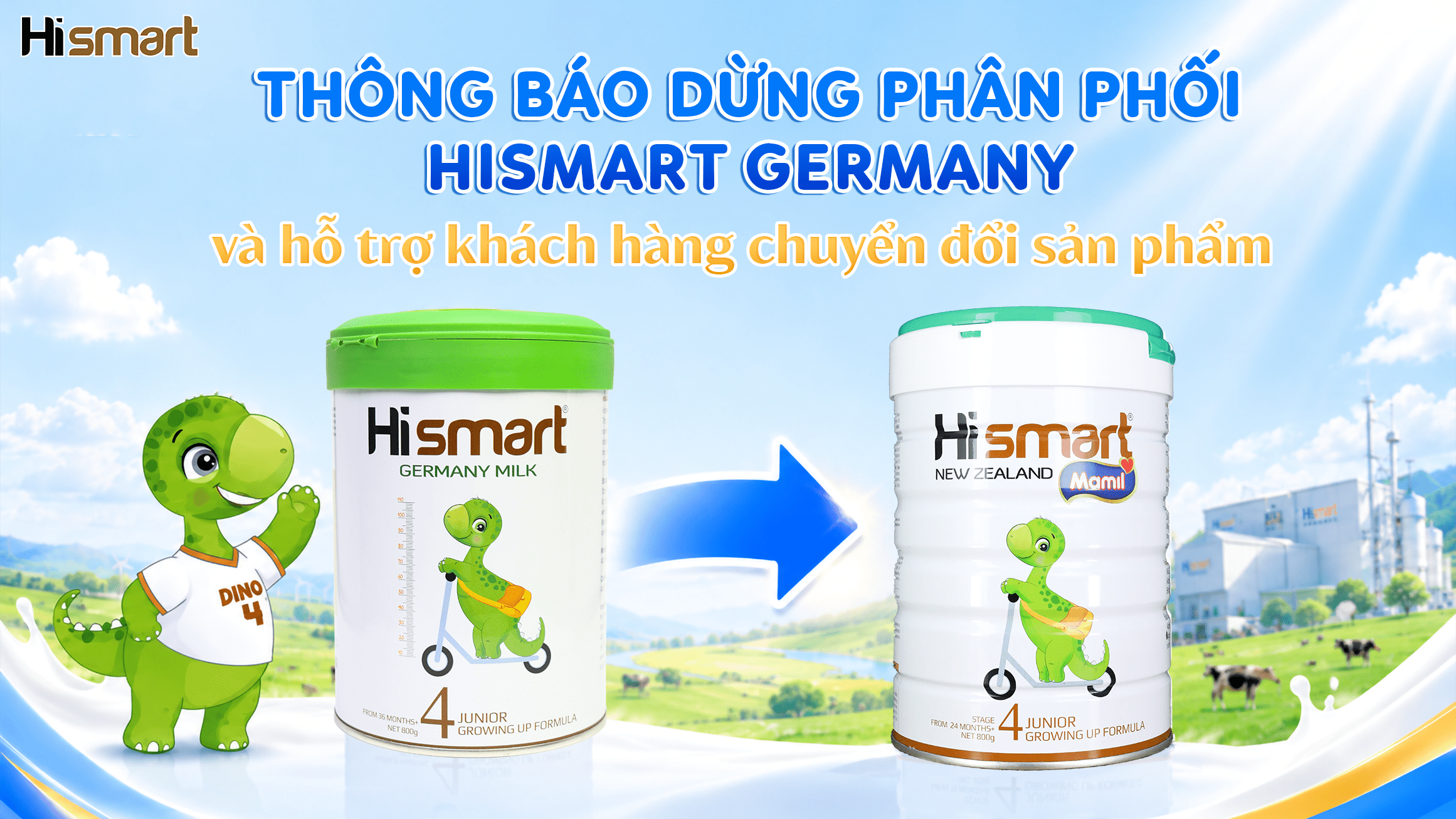 Thông báo dừng phân phối sữa Hismart Germany